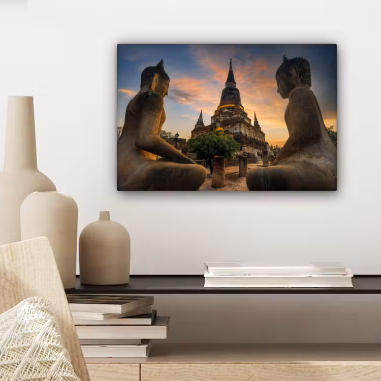 Canvas schilderij - Tempel - Zonsondergang - Boeddha beelden - Buddha — 5