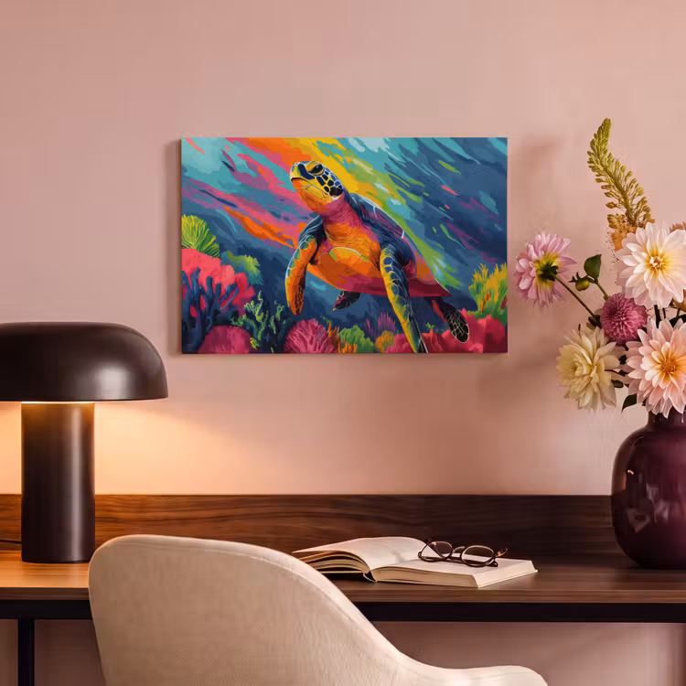 Canvas schilderij - Koraal - Schildpad - Abstract - Water — 4