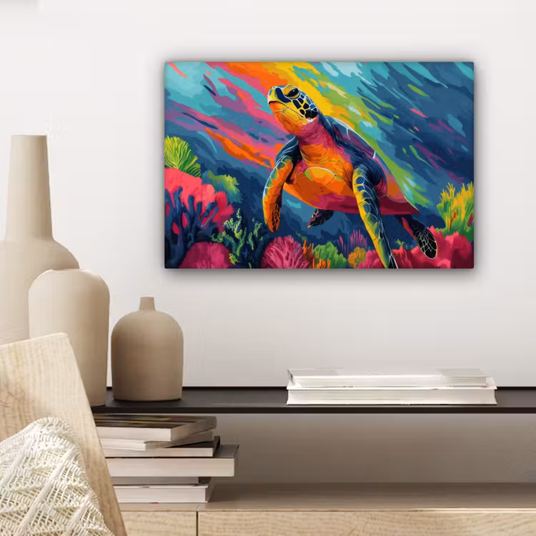 Canvas schilderij - Koraal - Schildpad - Abstract - Water — 5