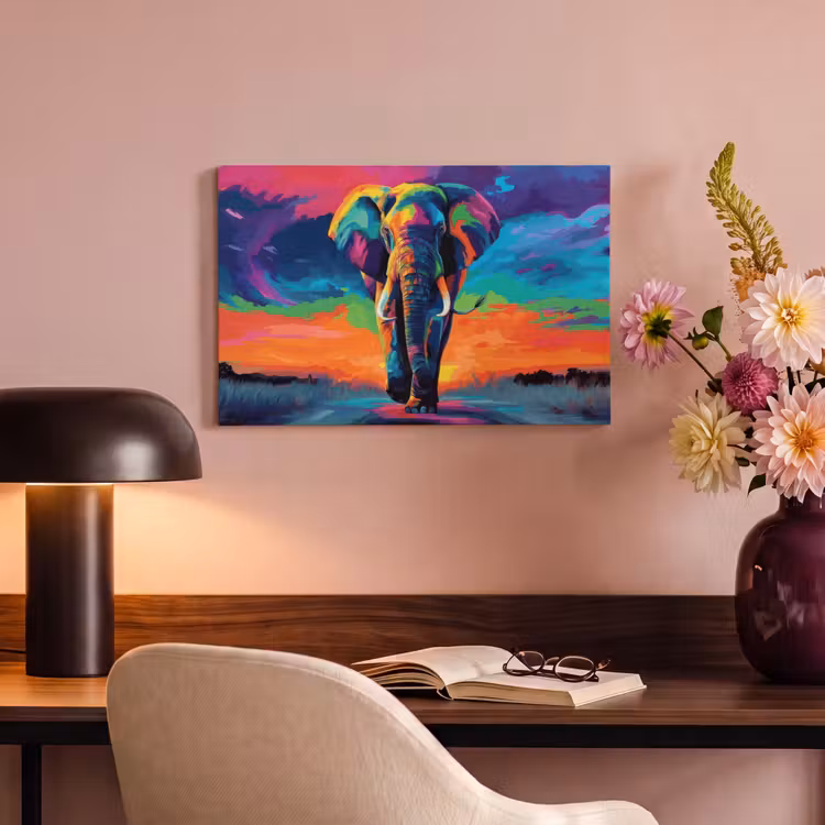Canvas schilderij - Olifant - Kleurrijk - Lucht - Abstract — 4