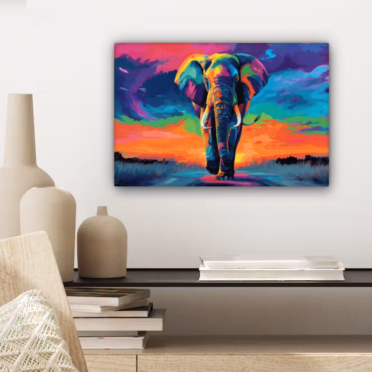 Canvas schilderij - Olifant - Kleurrijk - Lucht - Abstract — 5