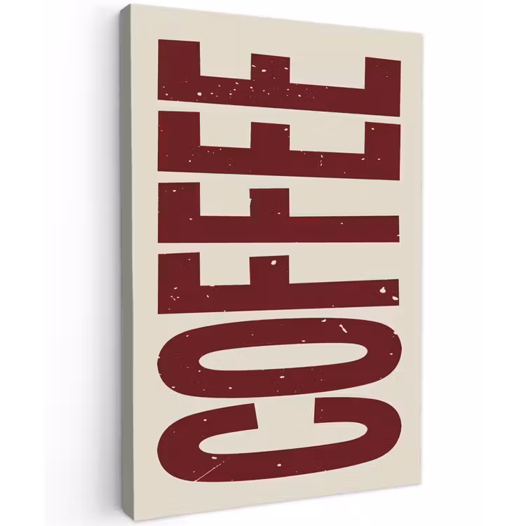 Canvas schilderij - Koffie -Japandi - Rood - Vintage — 1