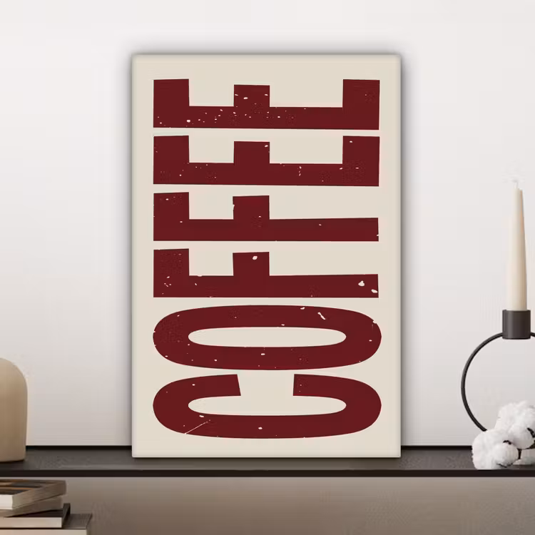 Canvas schilderij - Koffie -Japandi - Rood - Vintage — 5