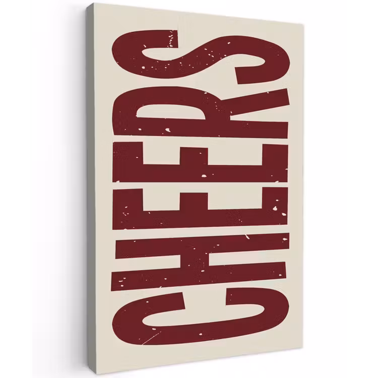Canvas schilderij - Red - Cheers - Decoratie - Beige — 1