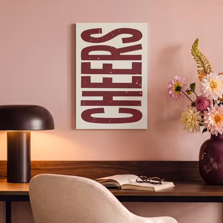 Canvas schilderij - Red - Cheers - Decoratie - Beige — 4