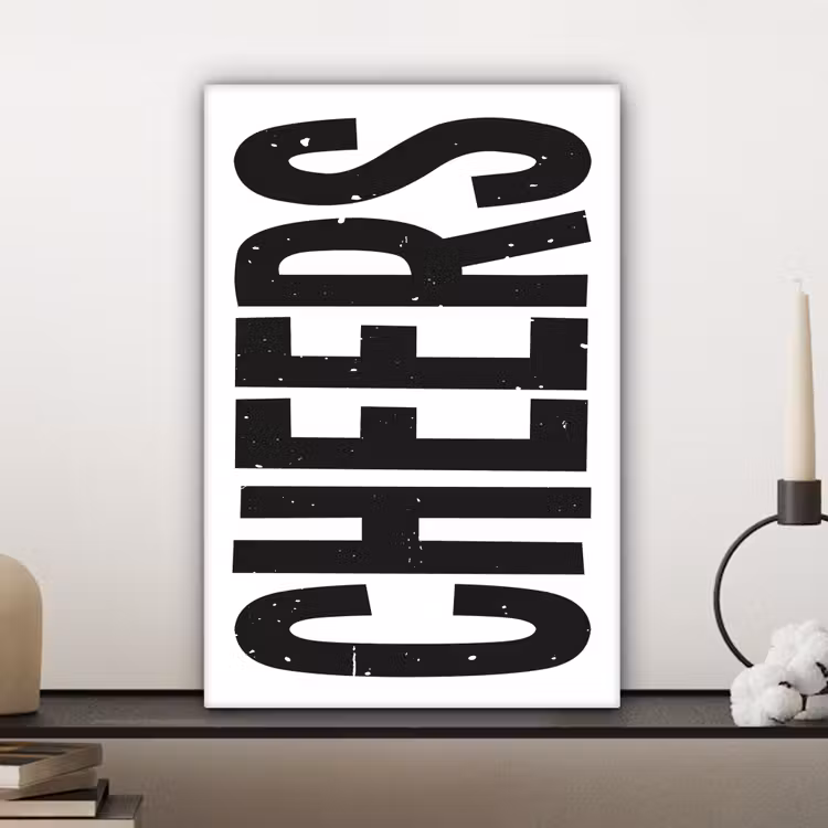 Canvas schilderij - Retro - Cheers - Zwart - Decoratie — 5