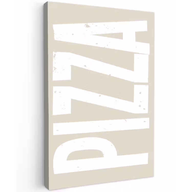 Canvas schilderij - Pizza - Decoratie - Japandi - Wit — 1