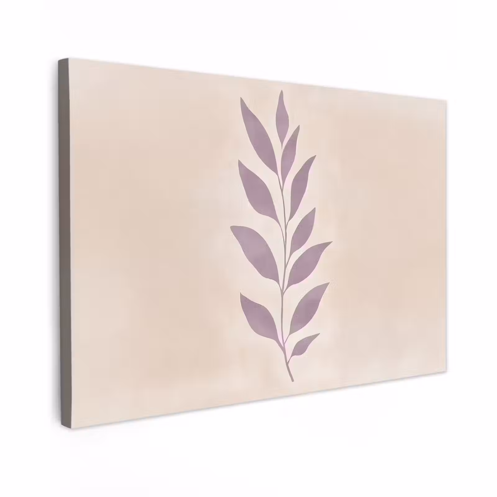 Canvas schilderij - Tak - Bladeren - Minimalistisch - Beige — 1
