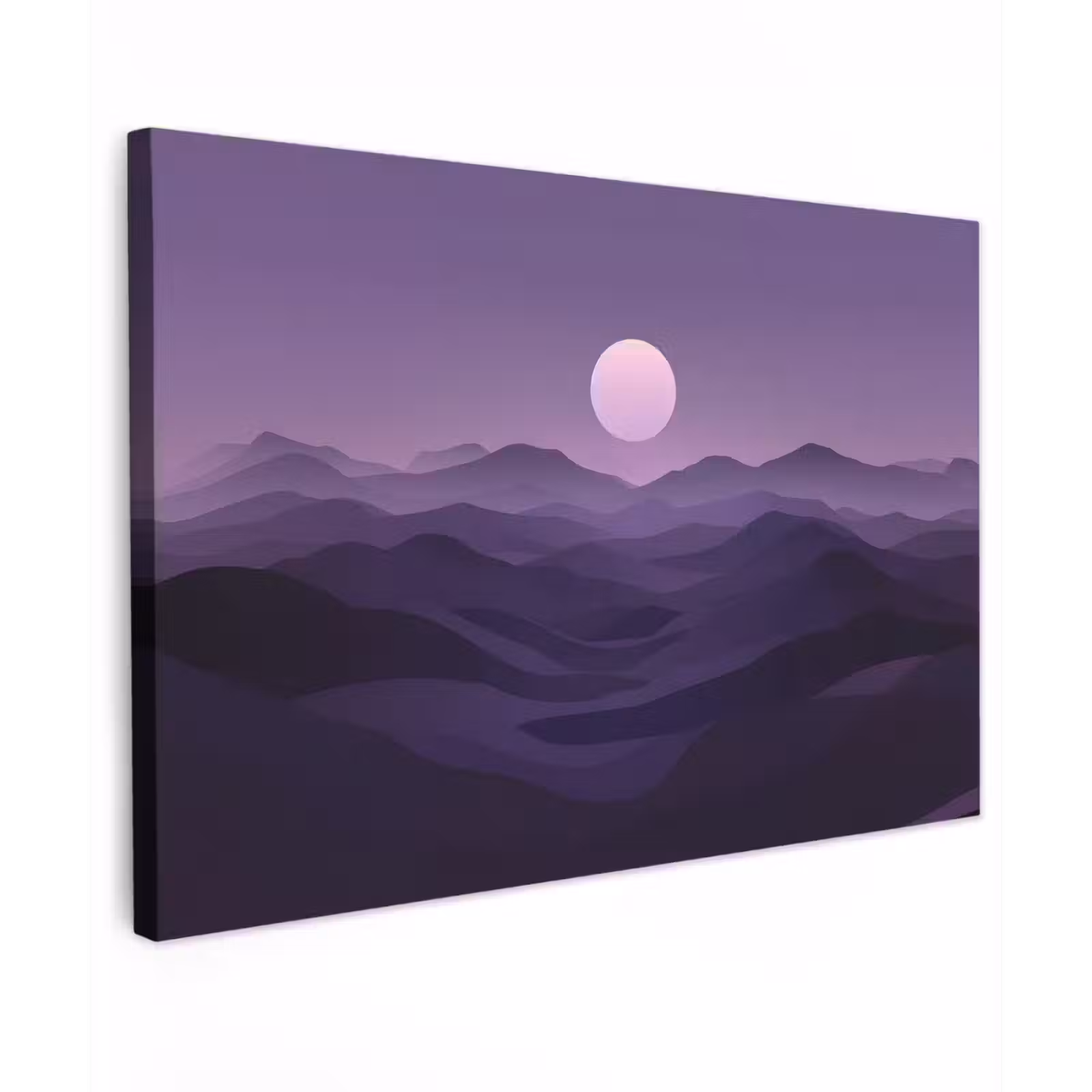 Canvas schilderij - Heuvels - Paars - Mist - Zon — 1