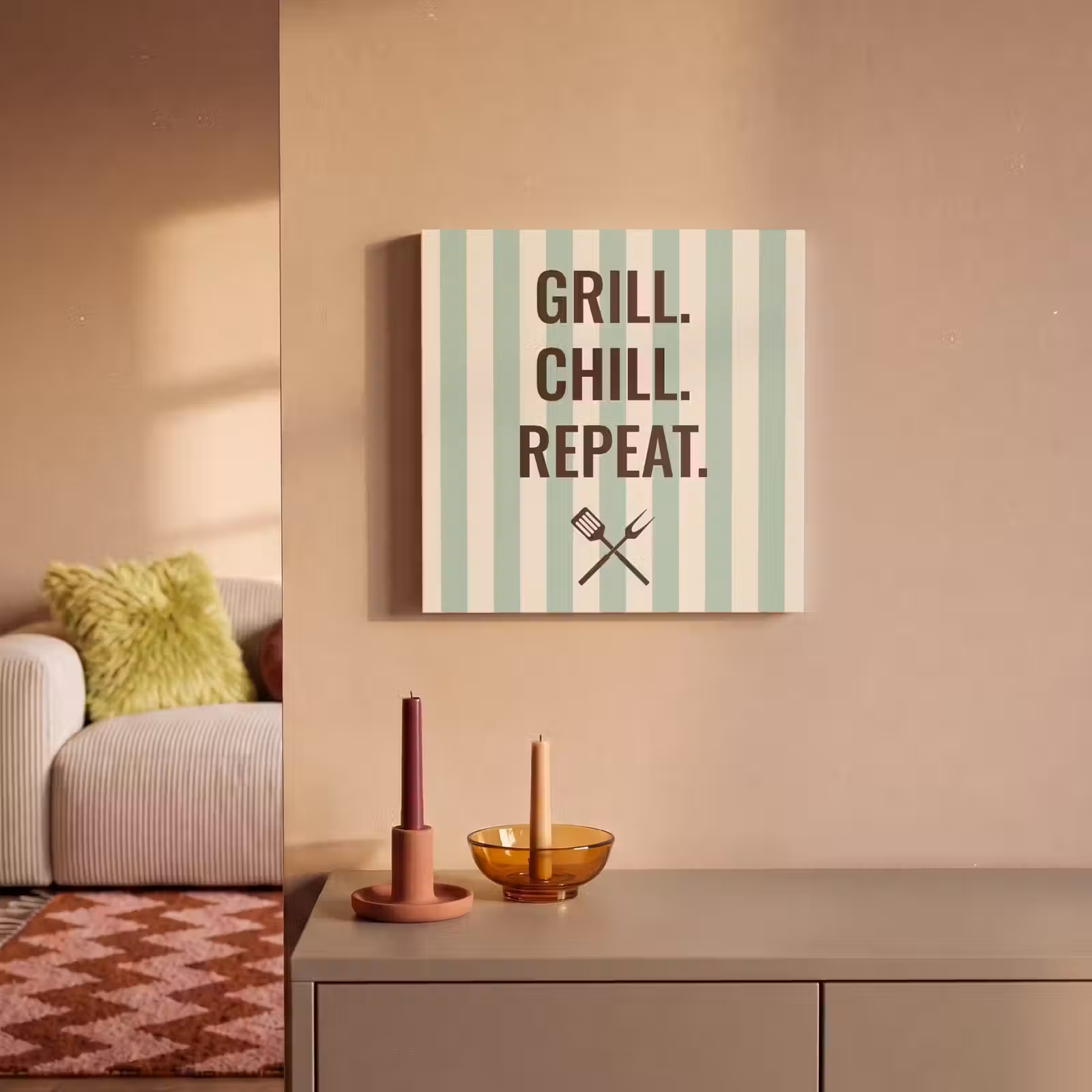 Canvas schilderij - Quote - Strepen - Grill — 1