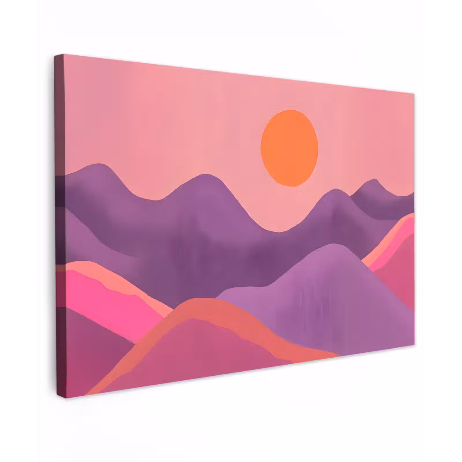 Canvas schilderij - Zon - Heuvels - Paars - Abstract — 1