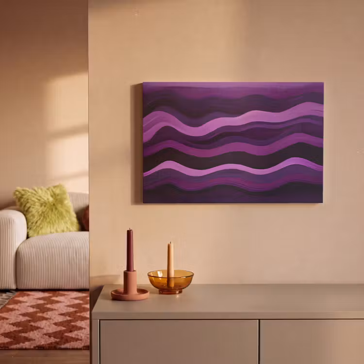 Canvas schilderij - Lijnen - Golven - Paars - Abstract — 2