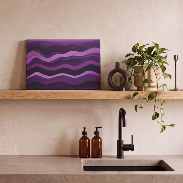 Canvas schilderij - Lijnen - Golven - Paars - Abstract — 3