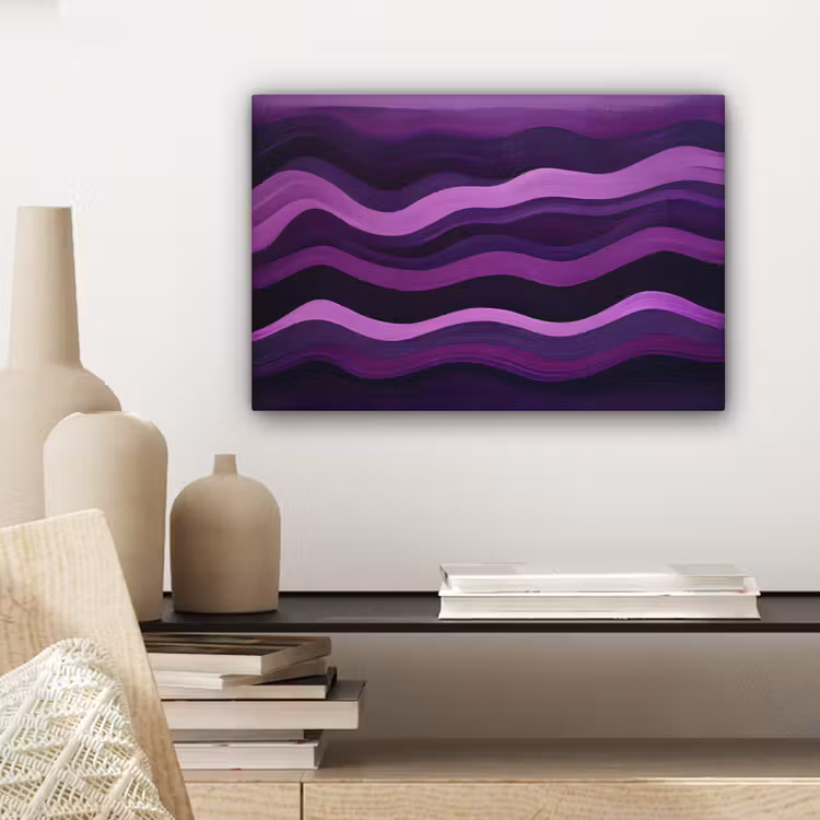 Canvas schilderij - Lijnen - Golven - Paars - Abstract — 5