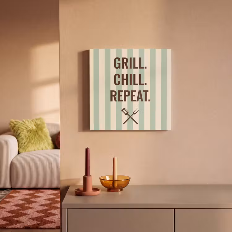 Canvas schilderij - Quote - Strepen - Grill — 1