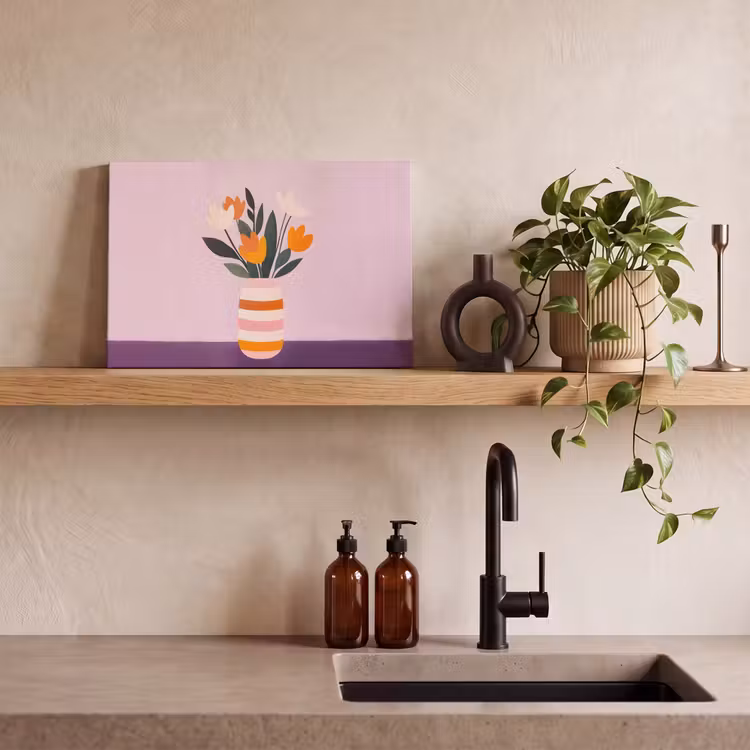 Canvas schilderij - Tulpen - Vaas - Strepen - Paars — 3