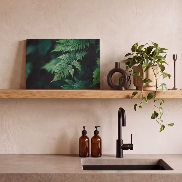 Canvas schilderij - Varenblad - Groen - Structuur - Wazig — 3