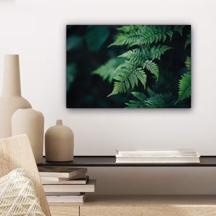 Canvas schilderij - Varenblad - Groen - Structuur - Wazig — 5