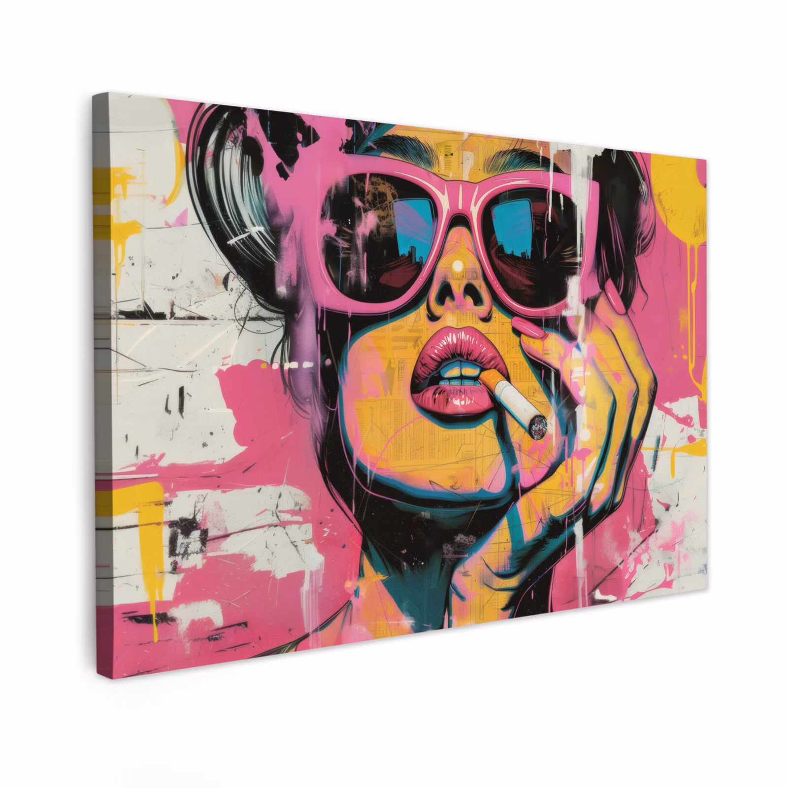 Canvas schilderij - Portret - Vrouw - Abstract - Zonnebril — 1