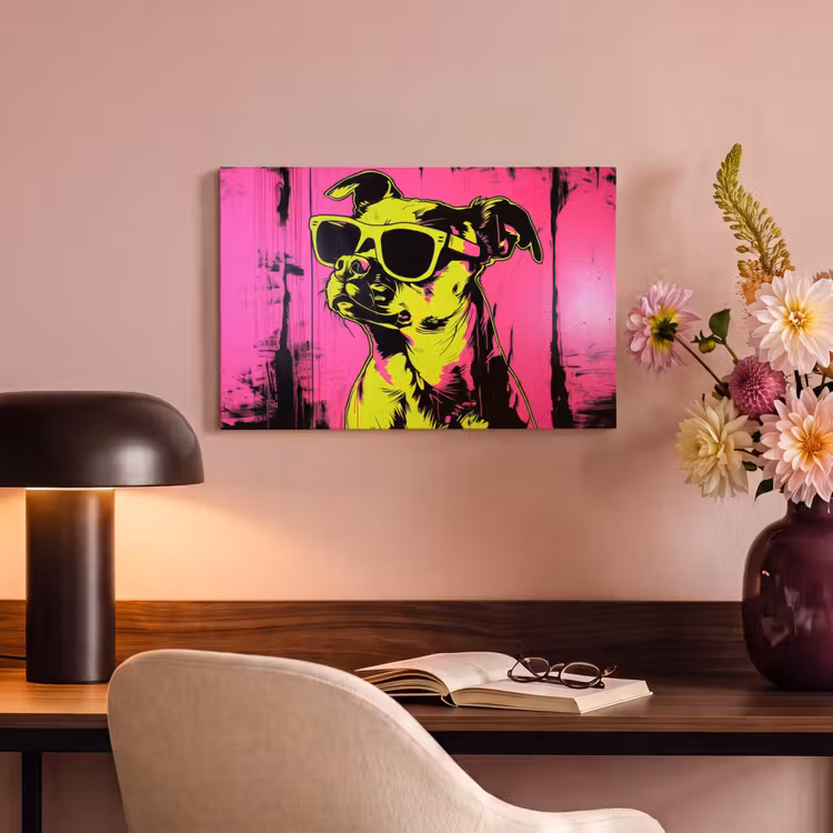Canvas schilderij - Hond - Zonnebril - Roze - Art — 4