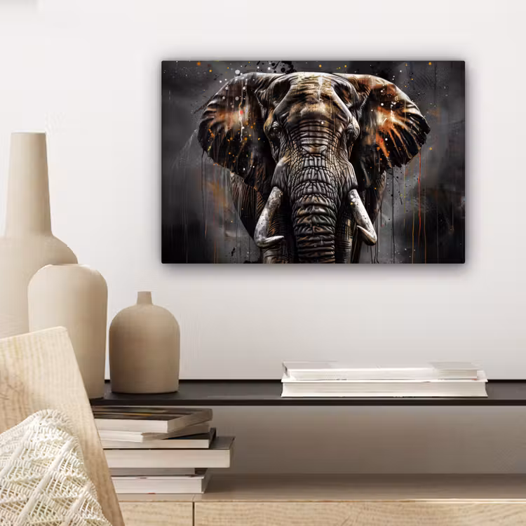 Canvas schilderij - Olifant - Watercolor - Wilde dieren - Luxe — 5