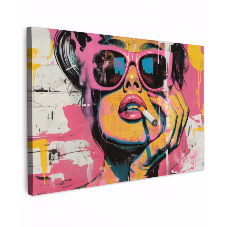 Canvas schilderij - Portret - Vrouw - Abstract - Zonnebril — 1