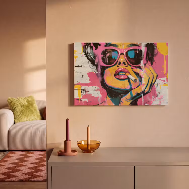 Canvas schilderij - Portret - Vrouw - Abstract - Zonnebril — 2