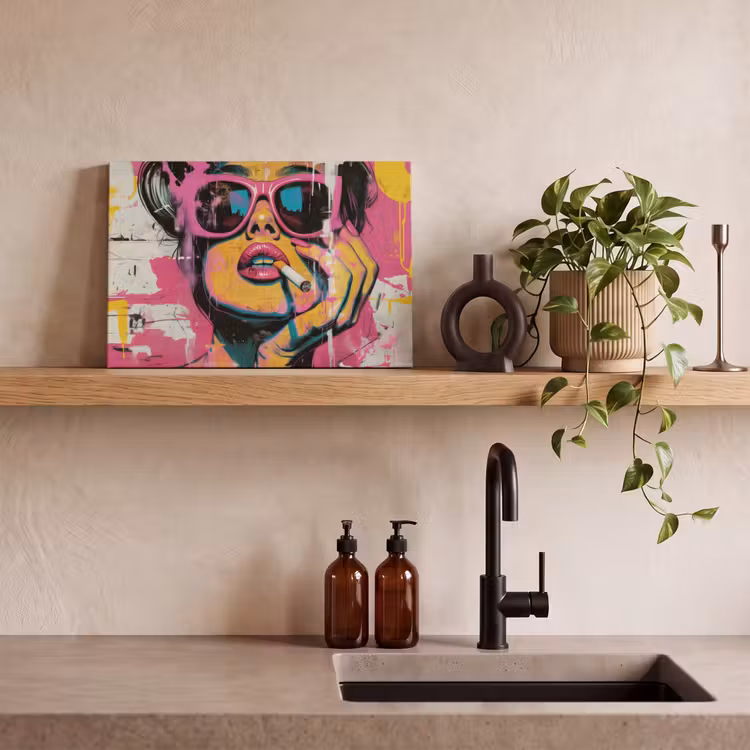 Canvas schilderij - Portret - Vrouw - Abstract - Zonnebril — 3