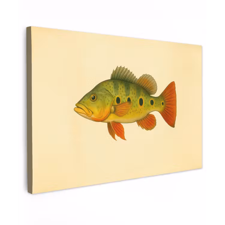 Canvas schilderij - Schubben - Vis - Groen - Illustratie — 1