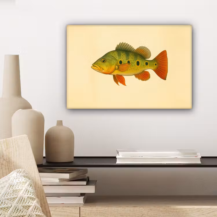 Canvas schilderij - Schubben - Vis - Groen - Illustratie — 5