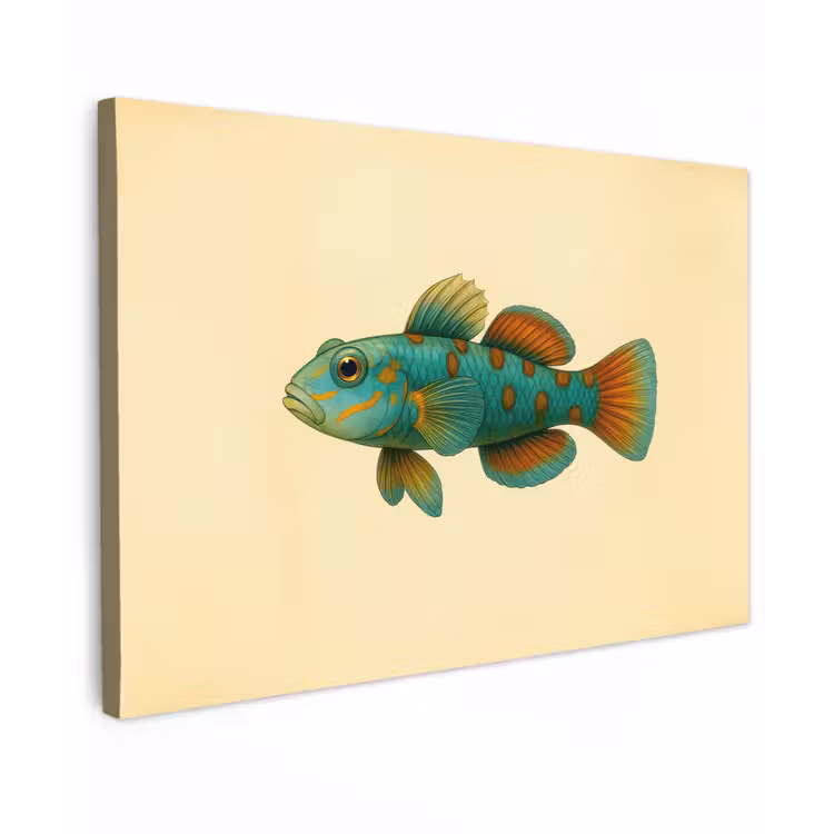 Canvas schilderij - Vis - Blauw - Stippen - Schubben — 1