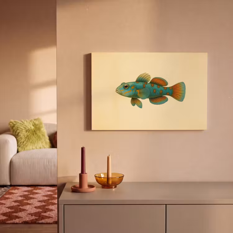 Canvas schilderij - Vis - Blauw - Stippen - Schubben — 2
