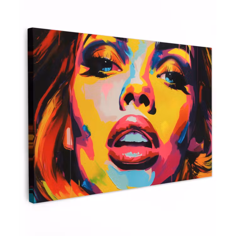 Canvas schilderij - Vrouw - Gezicht - Kleurrijk — 1