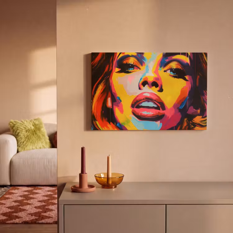 Canvas schilderij - Vrouw - Gezicht - Kleurrijk — 2