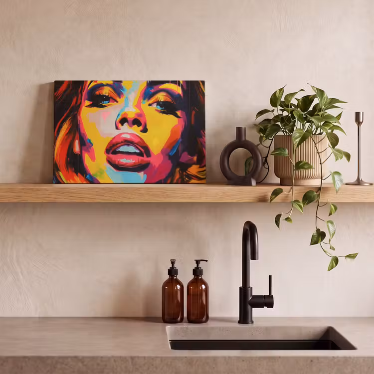 Canvas schilderij - Vrouw - Gezicht - Kleurrijk — 3