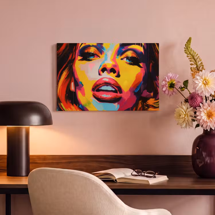 Canvas schilderij - Vrouw - Gezicht - Kleurrijk — 4