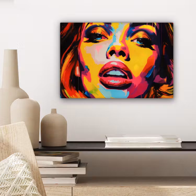 Canvas schilderij - Vrouw - Gezicht - Kleurrijk — 5