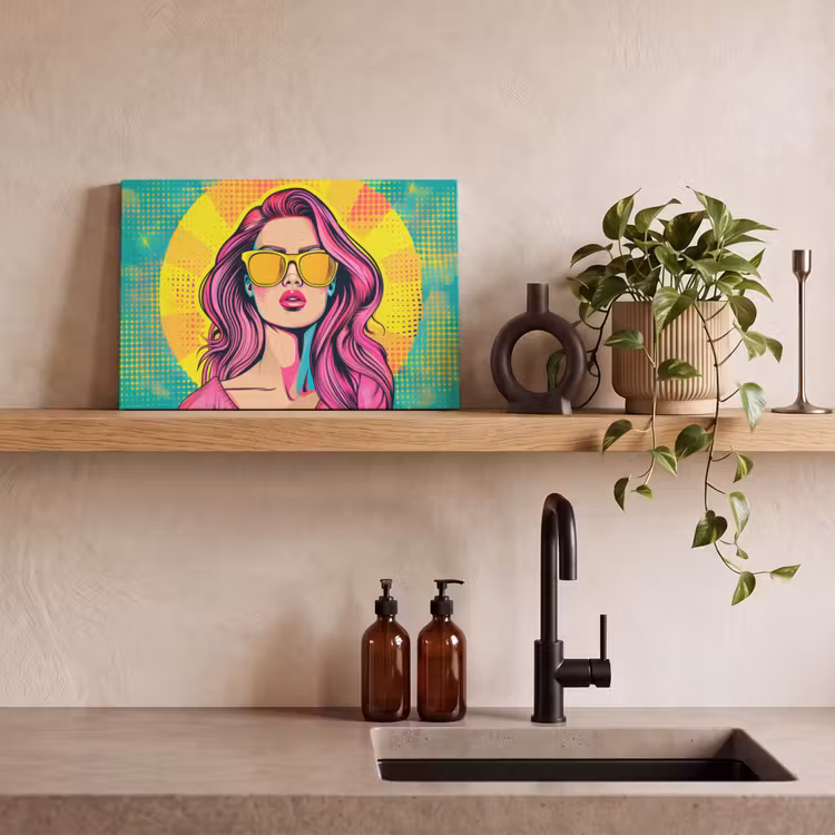 Canvas schilderij - Zonnebril - Vrouw - Zonnig - Geel — 3