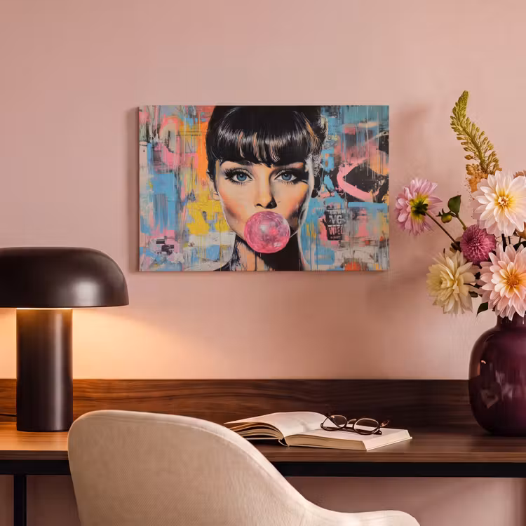 Canvas schilderij - Kauwgom - Vrouw - Penseelstreken - Modern — 4