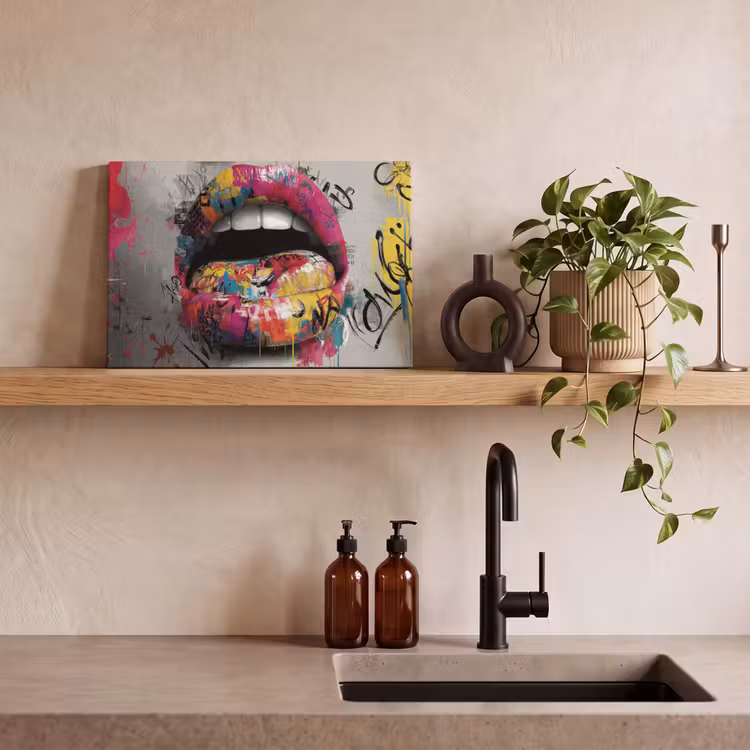 Canvas schilderij - Lippen - Graffiti - Expressief — 3