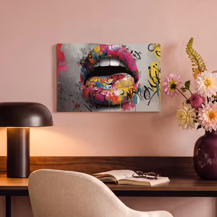 Canvas schilderij - Lippen - Graffiti - Expressief — 4