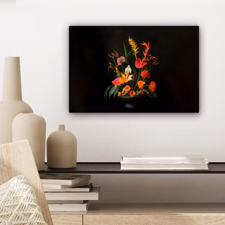 Canvas schilderij - Schaal - Boeket - Bloemen — 5