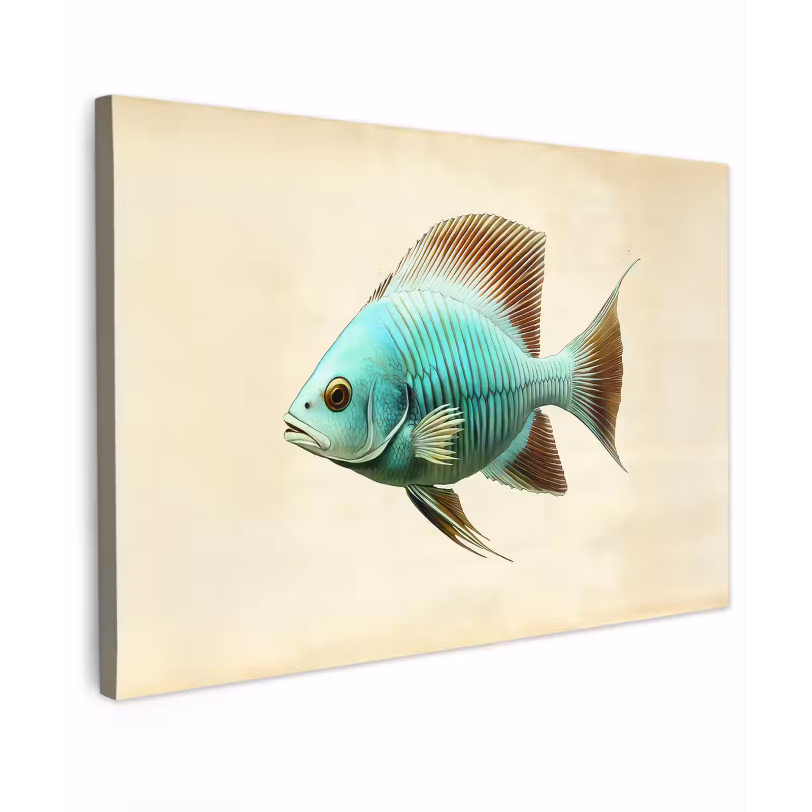 Canvas schilderij - Schubben - Vis - Mint - Minimalistisch — 1