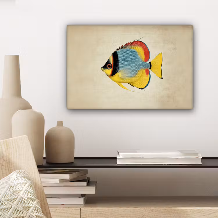 Canvas schilderij - Kleurrijk - Vis - Schubben - Illustratie — 5