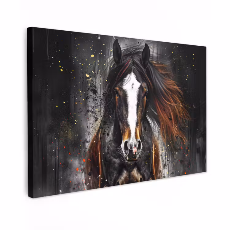 Canvas schilderij - Paard - Dieren - Zwart - Luxe - Modern — 1