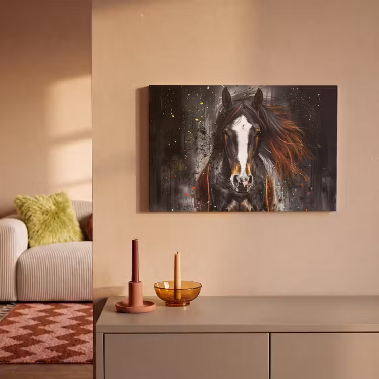 Canvas schilderij - Paard - Dieren - Zwart - Luxe - Modern — 2