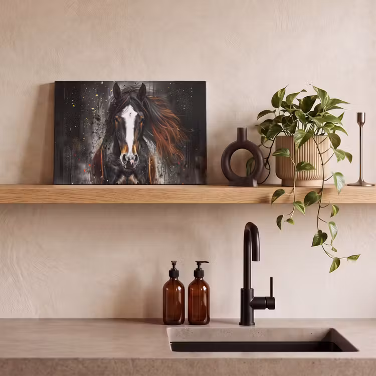 Canvas schilderij - Paard - Dieren - Zwart - Luxe - Modern — 3