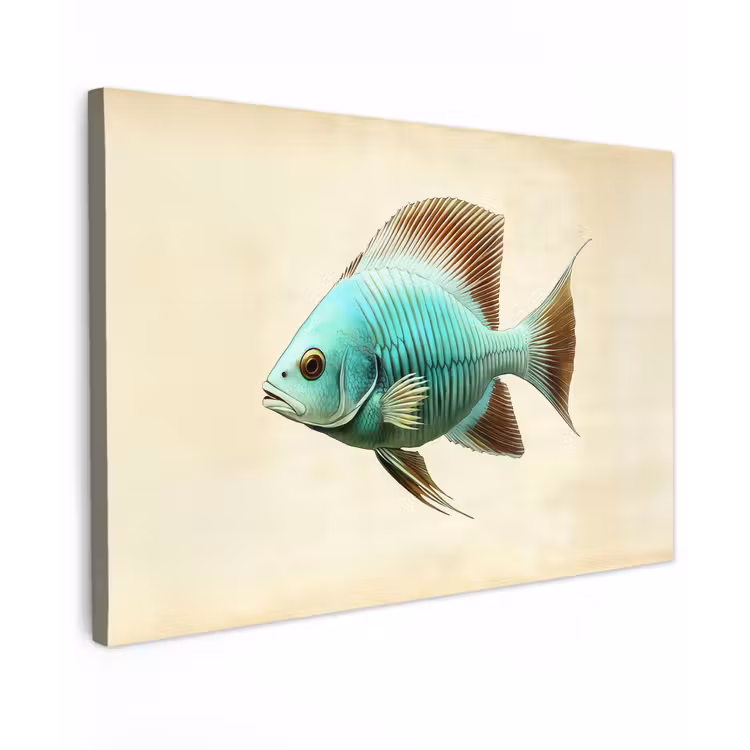 Canvas schilderij - Schubben - Vis - Mint - Minimalistisch — 1