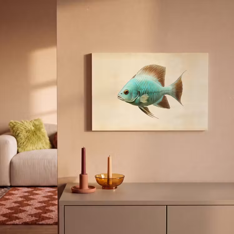 Canvas schilderij - Schubben - Vis - Mint - Minimalistisch — 2