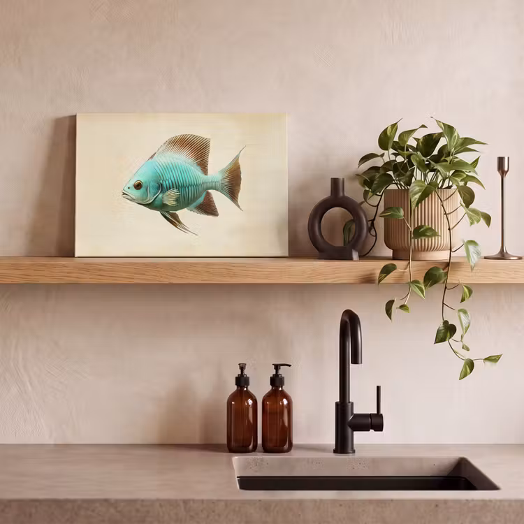 Canvas schilderij - Schubben - Vis - Mint - Minimalistisch — 3